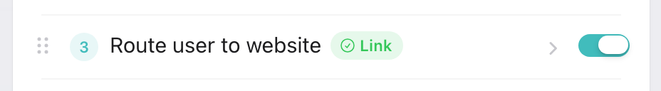 Route user to website with a green Link pill