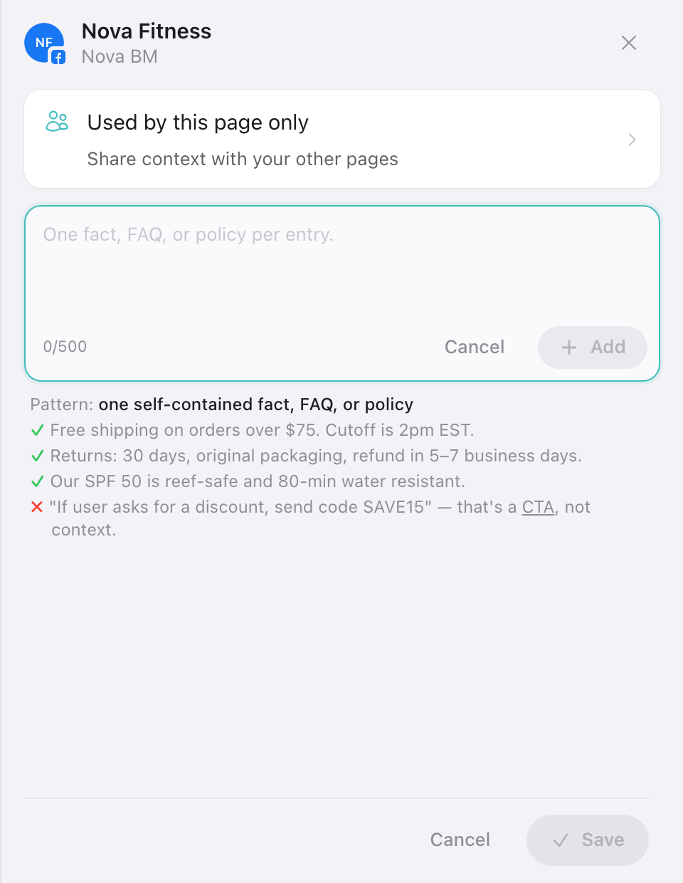 Adding a context entry